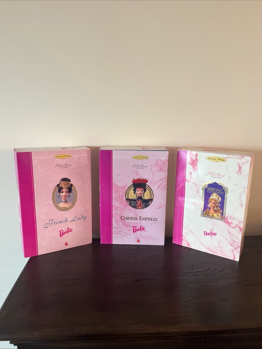 Vintage 90s Great Eras Barbie’s set of (3)Grecian God, Chinese Emp & French Lady